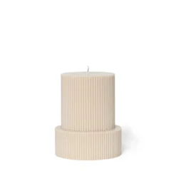Blockljus Kant Rillat 15x12cm Beige