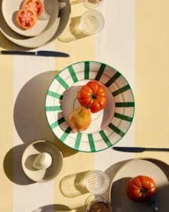 Bordsduk Summer Stripe 240x140cm Bomull Gul