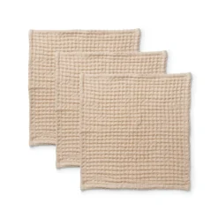 Handduk Våffla 30x30cm 3-p Bomull Beige