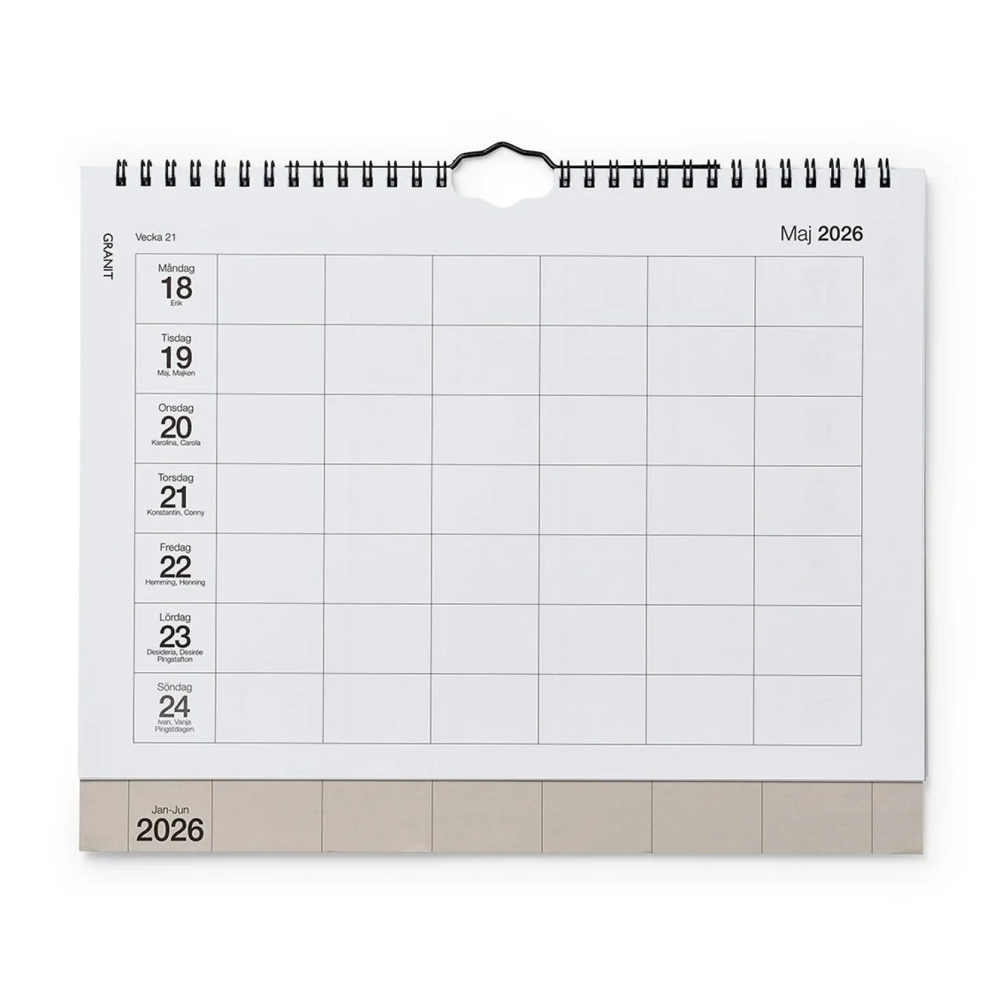 Kalender Vecka 2026 Beige