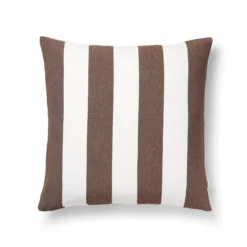 Kuddfodral Blockrand Linnemix 50x50cm Brun