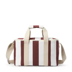 Kylväska 35x23x21cm Randig Vinröd/Vit