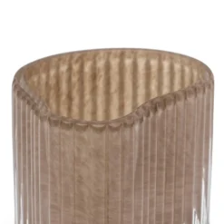 Ljuslykta Rillad Glas 10x8cm Beige