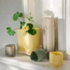 Ljuslykta Rillad Glas 10x8cm Ljusgrön