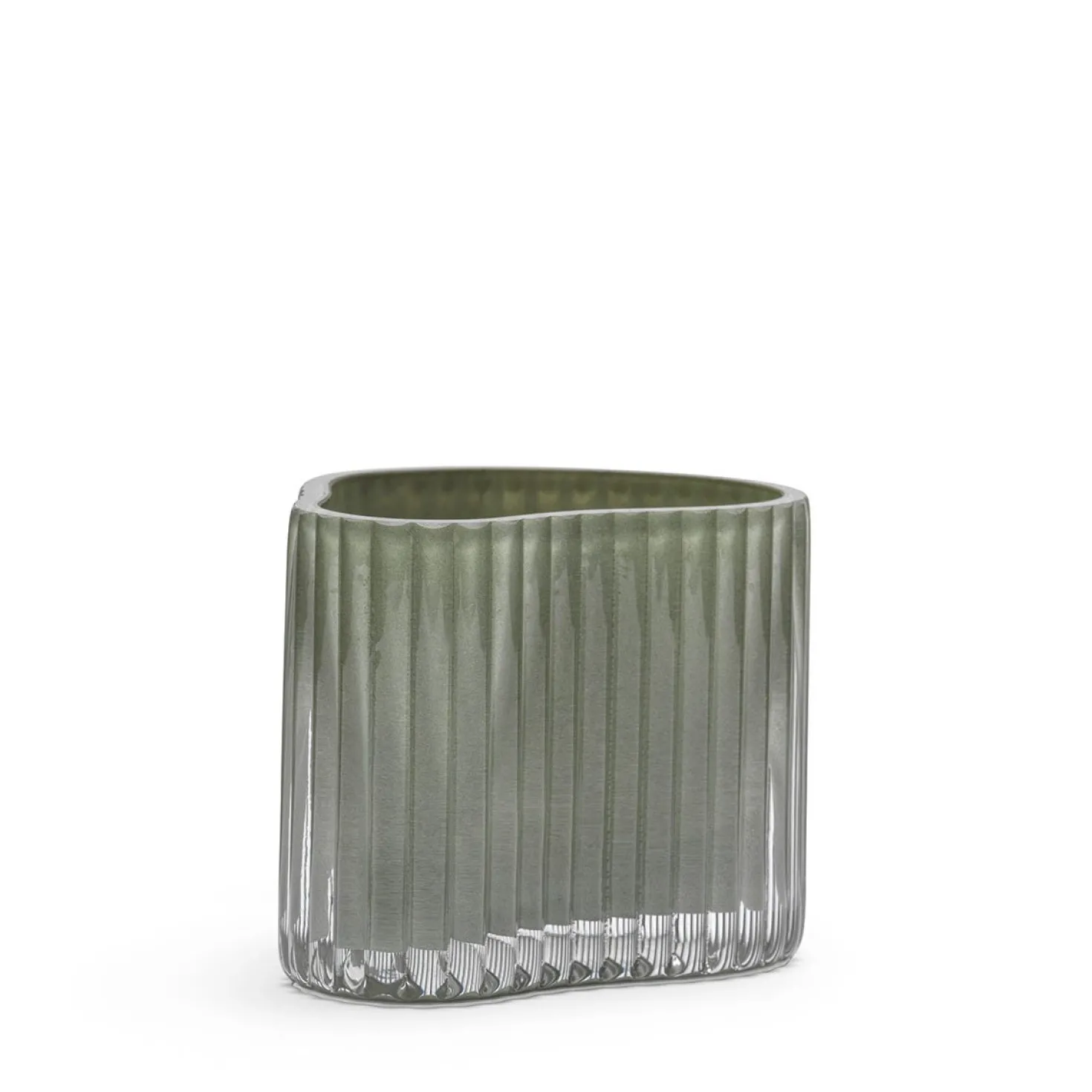 Ljuslykta Rillad Glas 10x8cm Ljusgrön