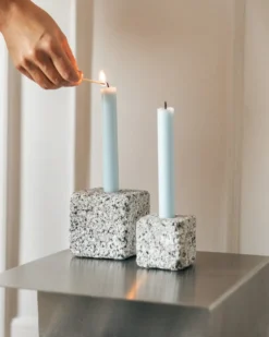 Ljusstake Granit 9x9cm Grå