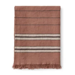 Pläd Linen Stripe 130x170cm Linne Rost