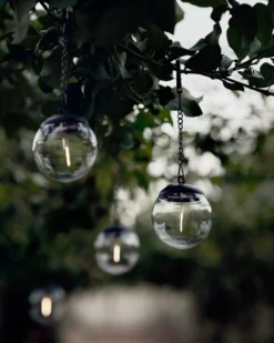 Solcellslampa Glob LED 3-p Svart