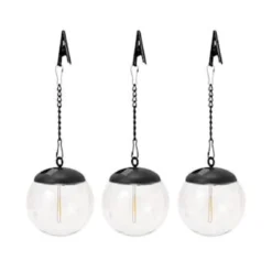 Solcellslampa Glob LED 3-p Svart