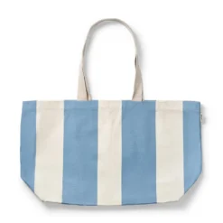 Strandväska Bomull 38x55x19,5cm Randig Blå/Vit