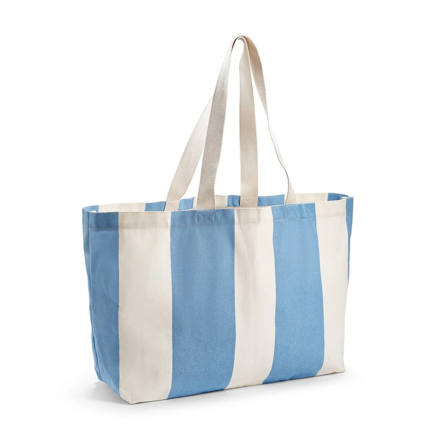 Strandväska Bomull 38x55x19,5cm Randig Blå/Vit
